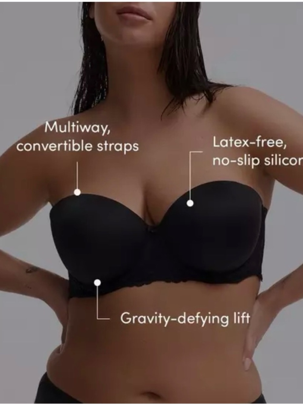 torrid Black Strapless Multiway Smooth Bra NWT 40H